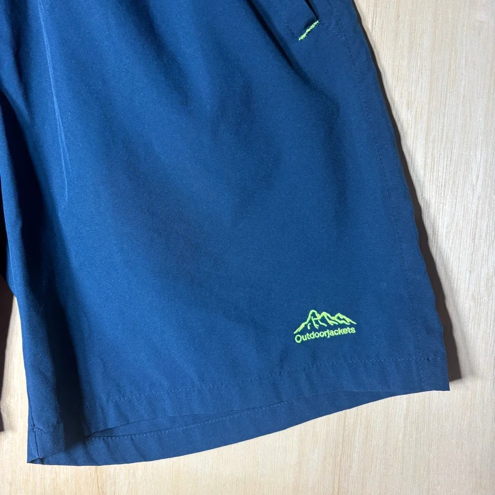 Outdoorjackets Mens Hiking Shorts Navy Blue Elastic Waist Active Shorts Baggy